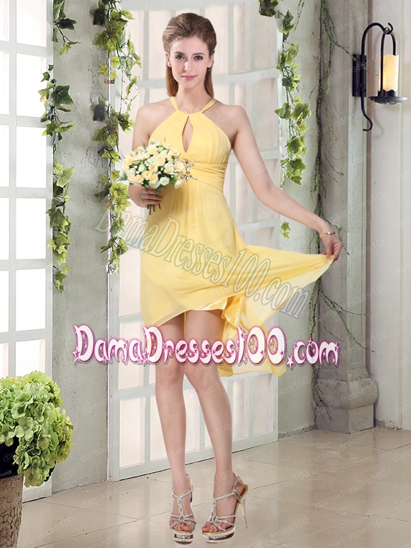 New Fashion Halter Top Asymmetrical Dama Dress