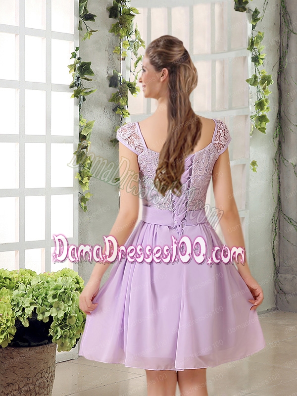2015 Chiffon Dama Dress with Ruching Bowknot