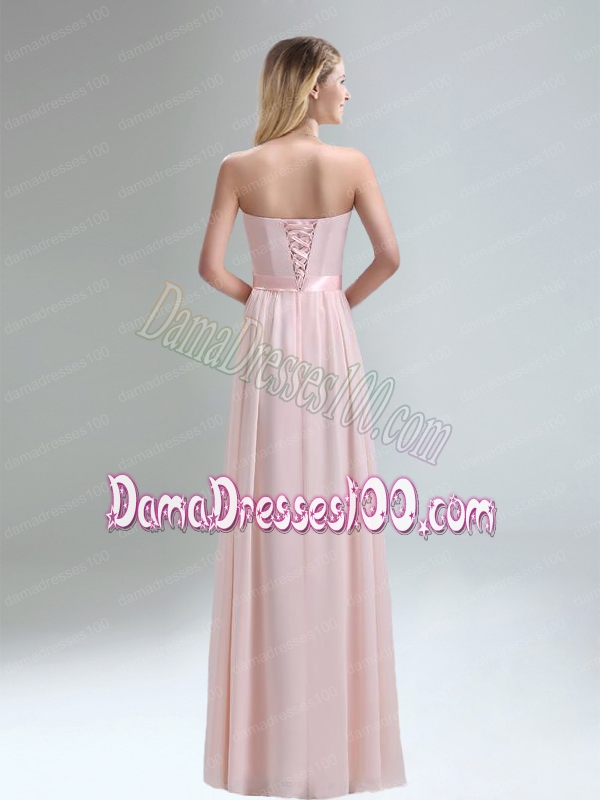 2015 Most Popular Light Pink Empire Dama Dress with Bowknot belt
