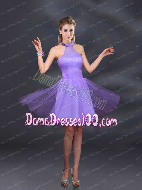 Beautiful Lilac A Line Appliques Dama Dresses with Halter