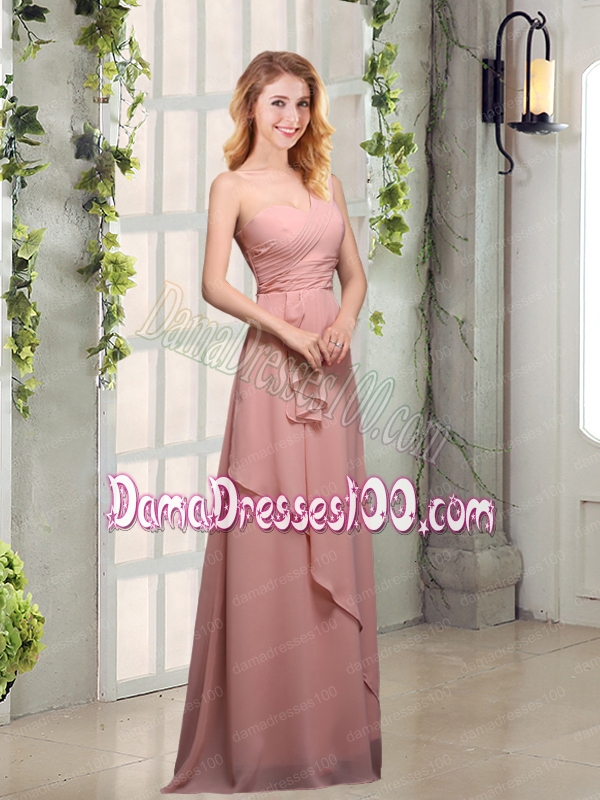 One Shoulder Empire 2015 Dama Dresses with Ruching