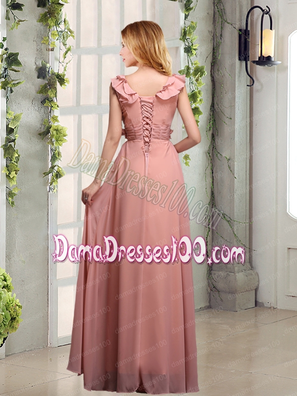V Neck Empire Appliques Dama Dresses with Floor Length