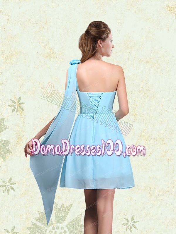 2015 Elegant Ruching One Shoulder Chiffon Dama Dresses