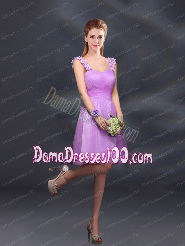 A Line Straps Appliques Dama Dresses in Lilac