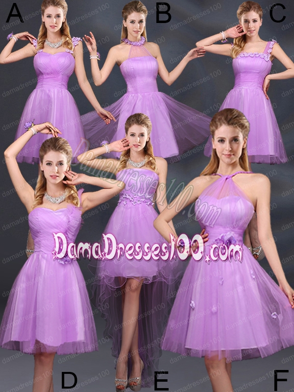 A Line Straps Appliques Dama Dresses in Lilac