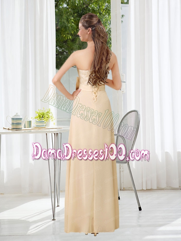 Strapless Empire Bowknot Lace Dama Dress for 2015