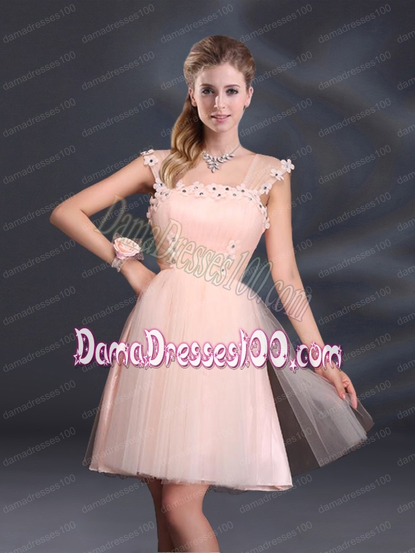 A Line Tulle 2015 Sturning Dama Dresses with Straps