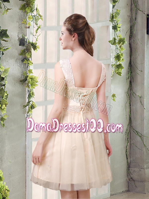 Straps A Line Champagne Dama Dress with Appliques