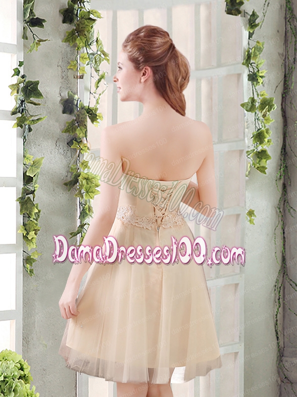 Sweetheart A Line Appliques Champagne Dama Dress for 2015