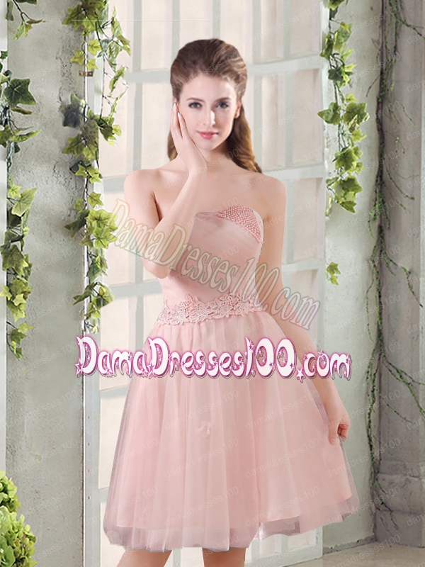 Sweetheart A Line Appliques Champagne Dama Dress for 2015