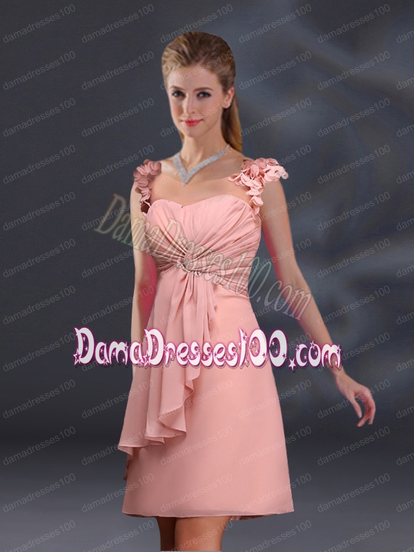 2015 Ruching Chiffon Dama Dresses in Peach