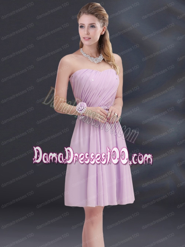 A Line Sweetheart Dama Dress with Ruhing and Belt