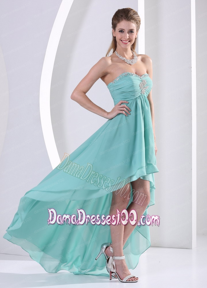 High-low Sweetheart Beading And Ruch Dama Dress