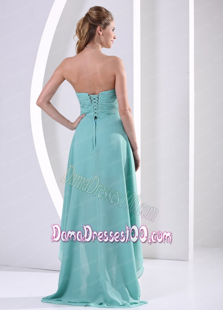 High-low Sweetheart Beading And Ruch Dama Dress