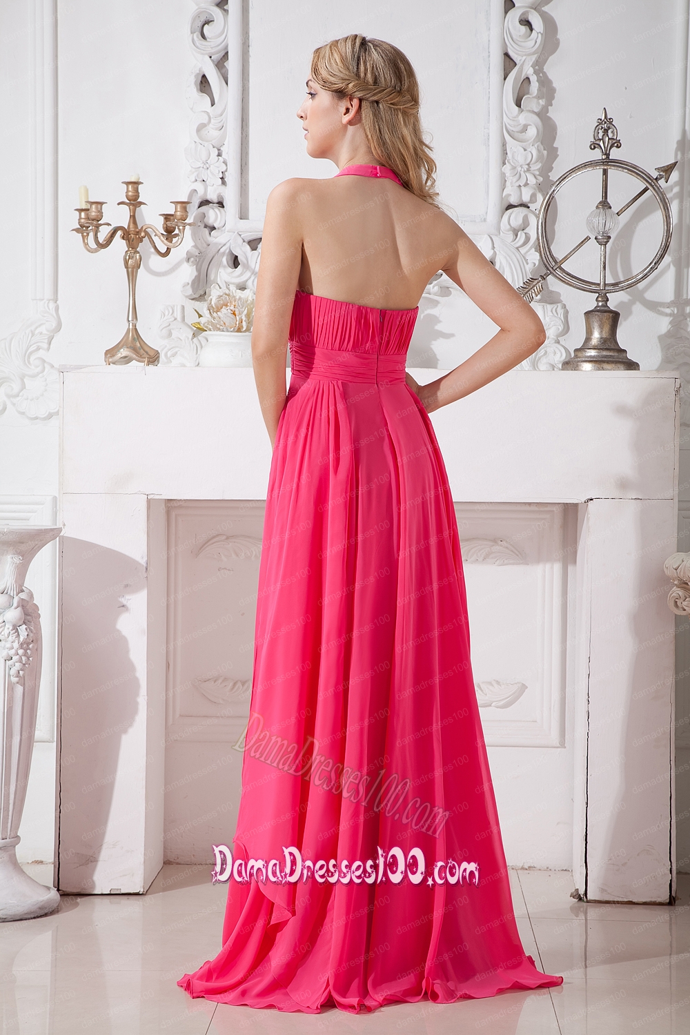 Hot Pink Hot Pink Sweetheart Prom Dress Folds Dama Dress