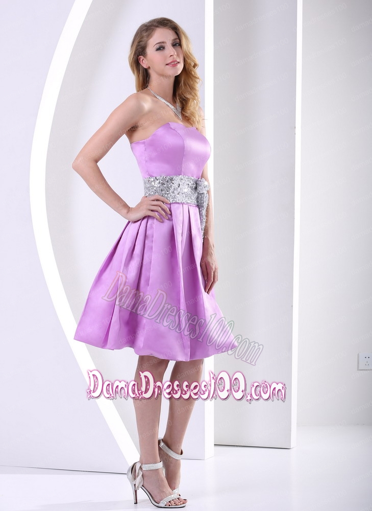 Sequins Sash Dama Dress Lavender Folds