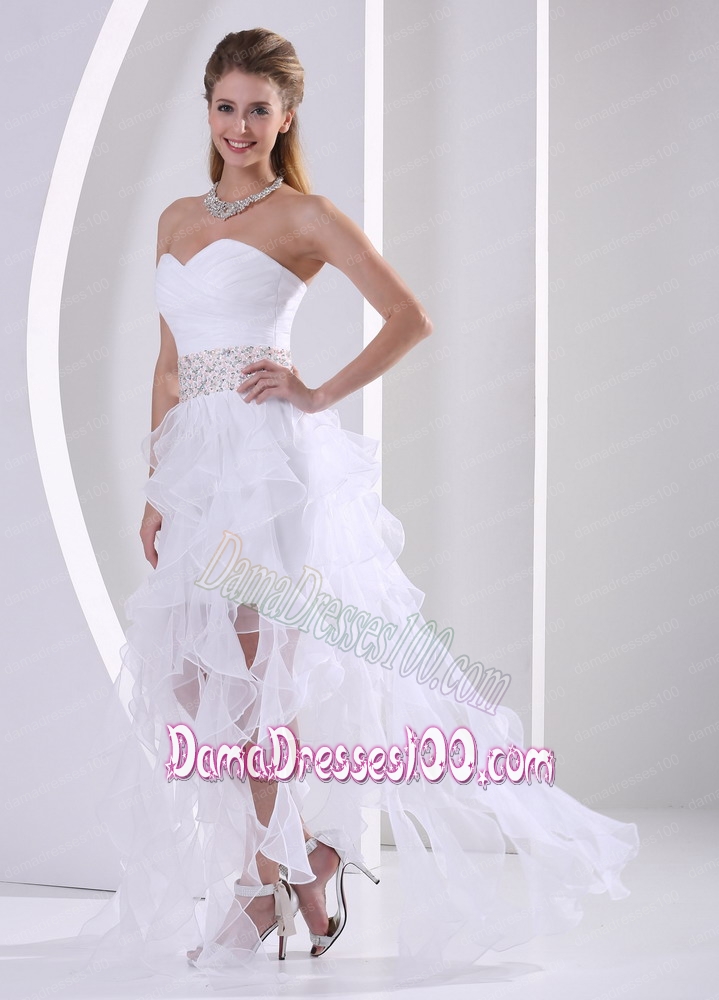 2015 Dama Dress Ruffles Design Beaded and Ruched