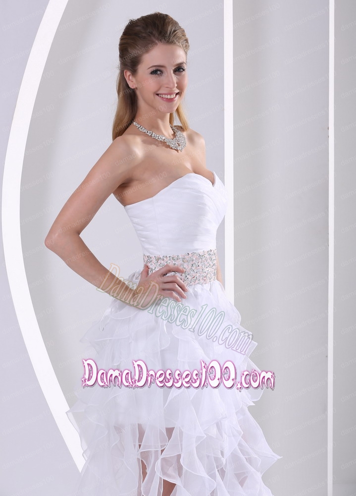 2015 Dama Dress Ruffles Design Beaded and Ruched