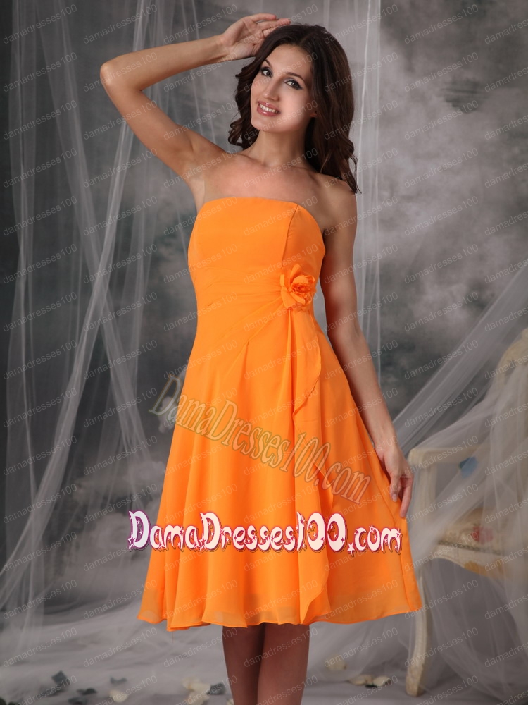 Orange Empire Strapless Knee-length Chiffon Dama Dress