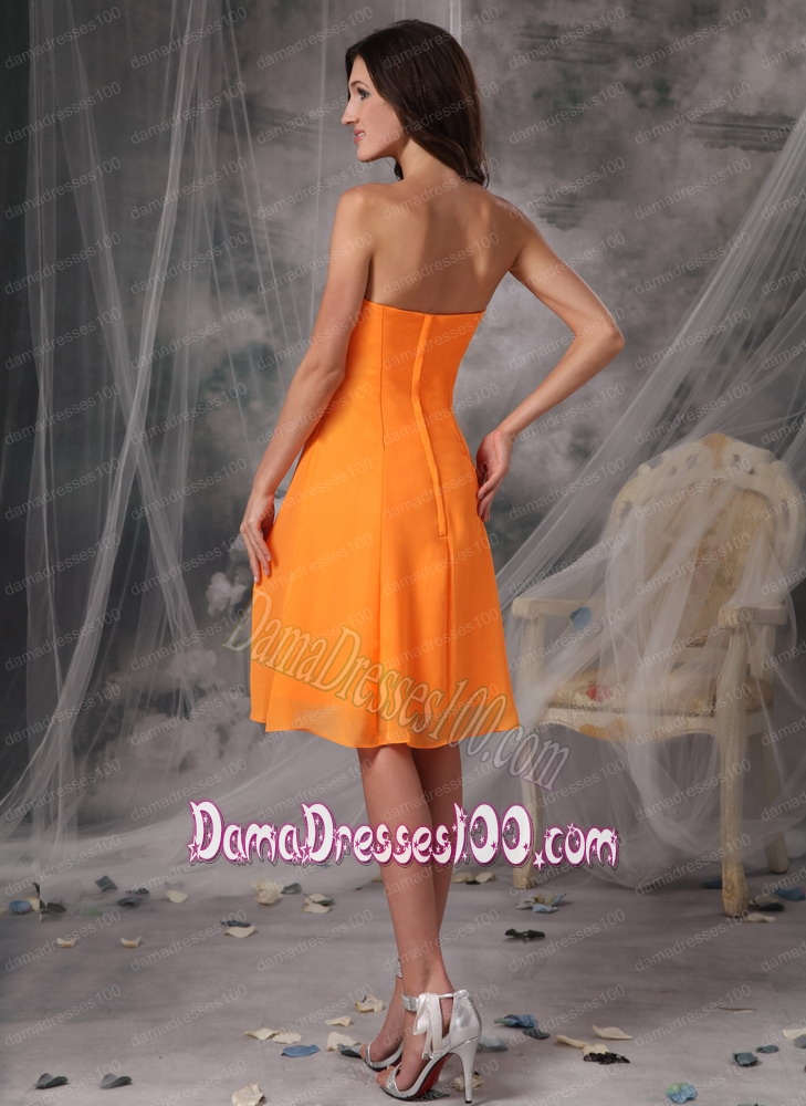 Orange Empire Strapless Knee-length Chiffon Dama Dress