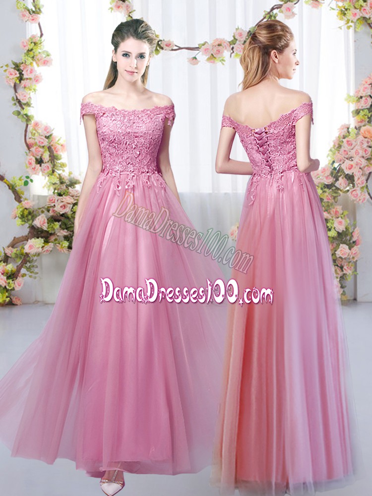 Dazzling Sleeveless Lace Up Floor Length Lace Quinceanera Court of Honor Dress