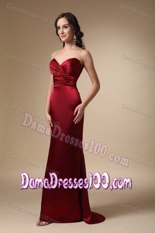 Wine Red Sweetheart Brush Train Damas Dresses with Corset Back