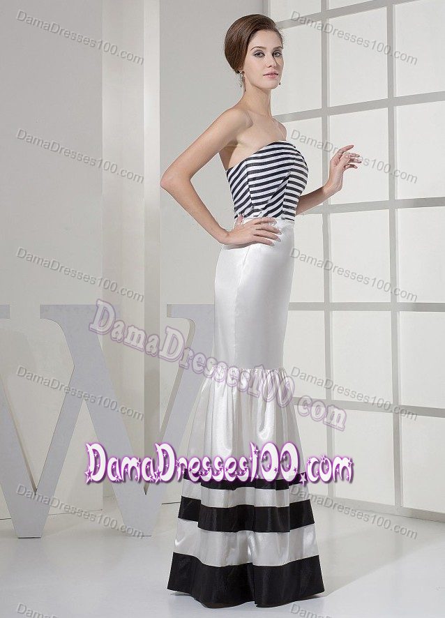 Mermaid Strapless Quinceanera Dama Dresses with Contrasting Colors