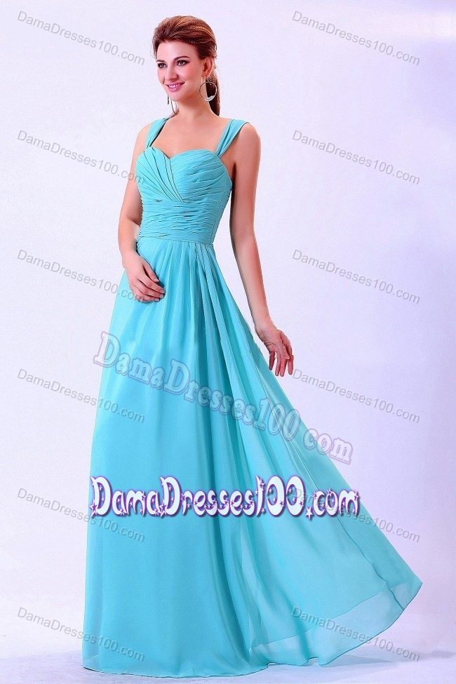 Aqua Blue Quinceanera Damas Dresses with Straps and Back Out