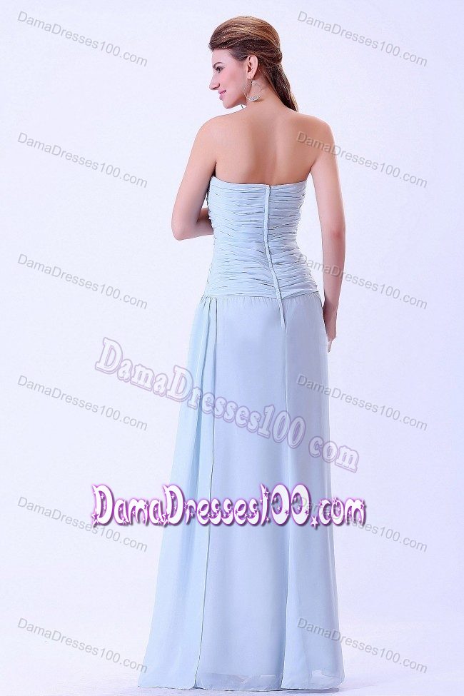 Light Blue Sweetheart Quince Dress For Dama with Side Dripping