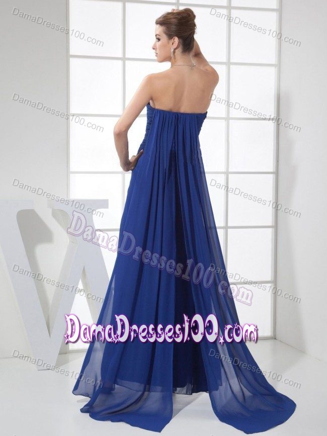 High Slit Sweetheart Watteau Train Blue Dama Dresses For Quinceanera