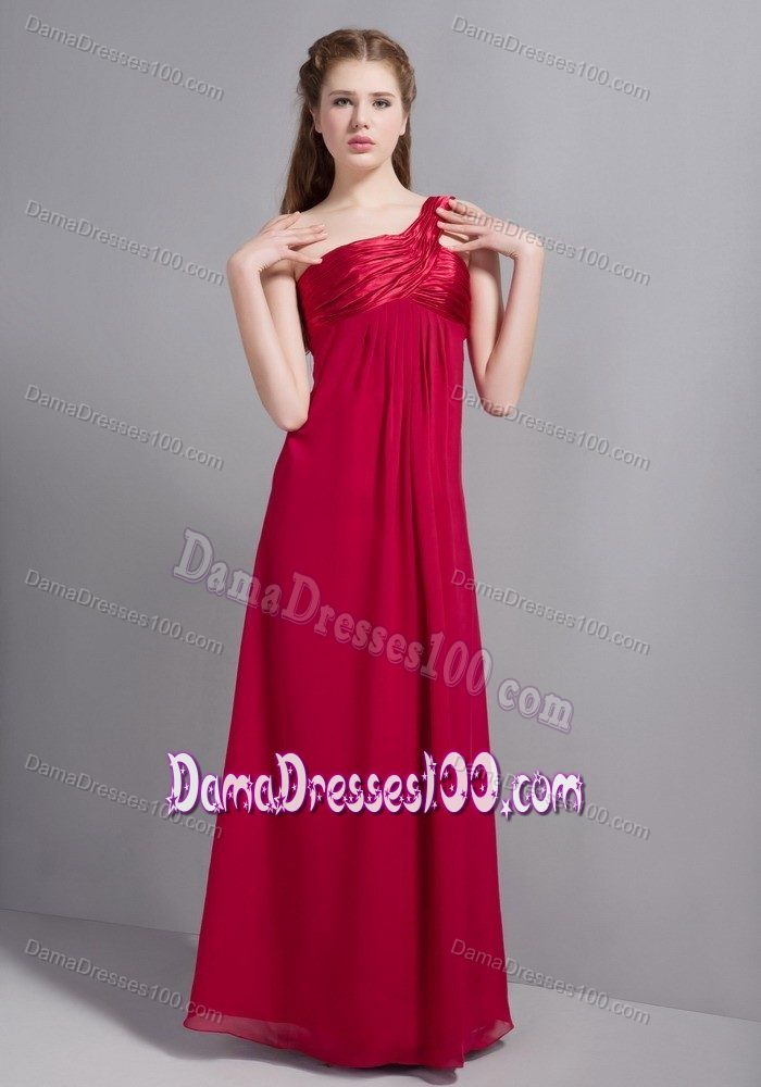 Wine Red One Shoulder Bridesmaid Dama Dresses with the Back Out