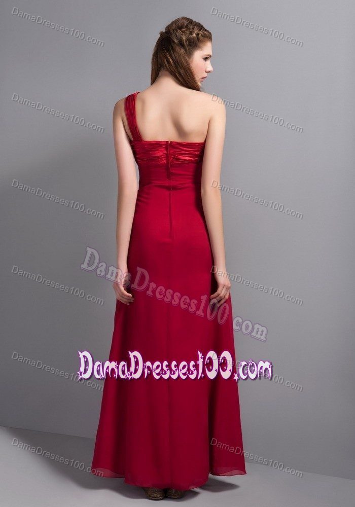 Wine Red One Shoulder Bridesmaid Dama Dresses with the Back Out