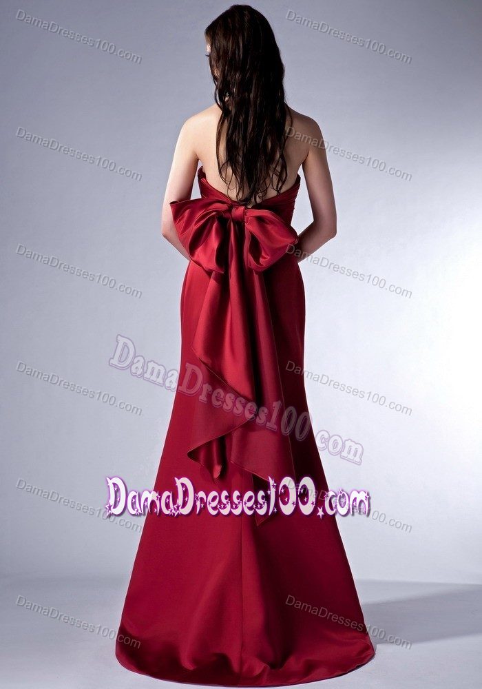 Wine Red Sweetheart Cocktail Dresses For Dama with Butterfly Bow