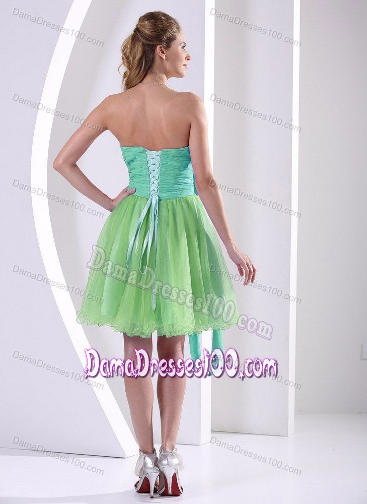 Sweetheart Multi-colored Knee-length Formal Dresses For Dama With Sash