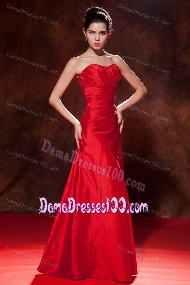 Sweetheart Floor-length Red Long Dama Dresses for Quinceanera