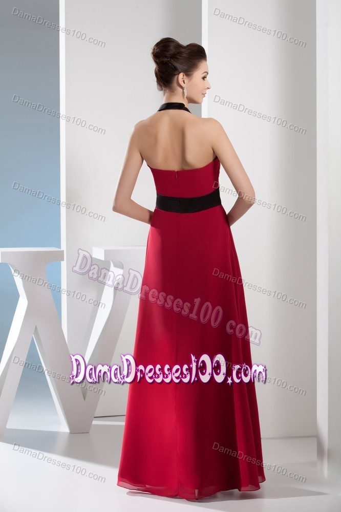 2013 Simple Column Halter Quinceanera Dama Dress in Red
