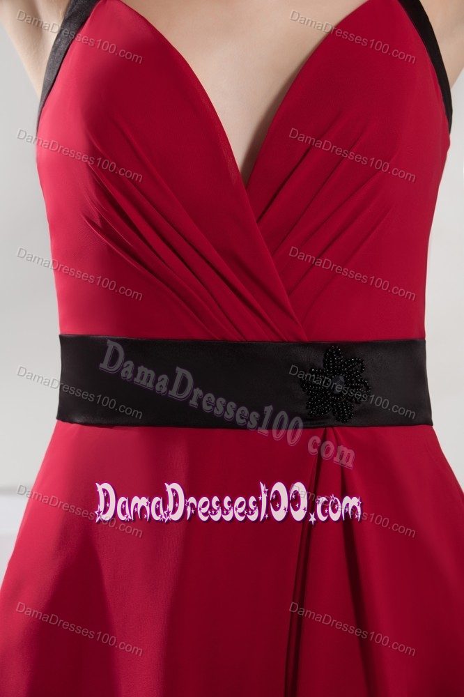 2013 Simple Column Halter Quinceanera Dama Dress in Red
