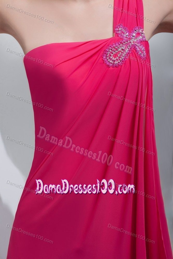 One Shoulder Long Dama Dresses for Quinceanera in Coral Red