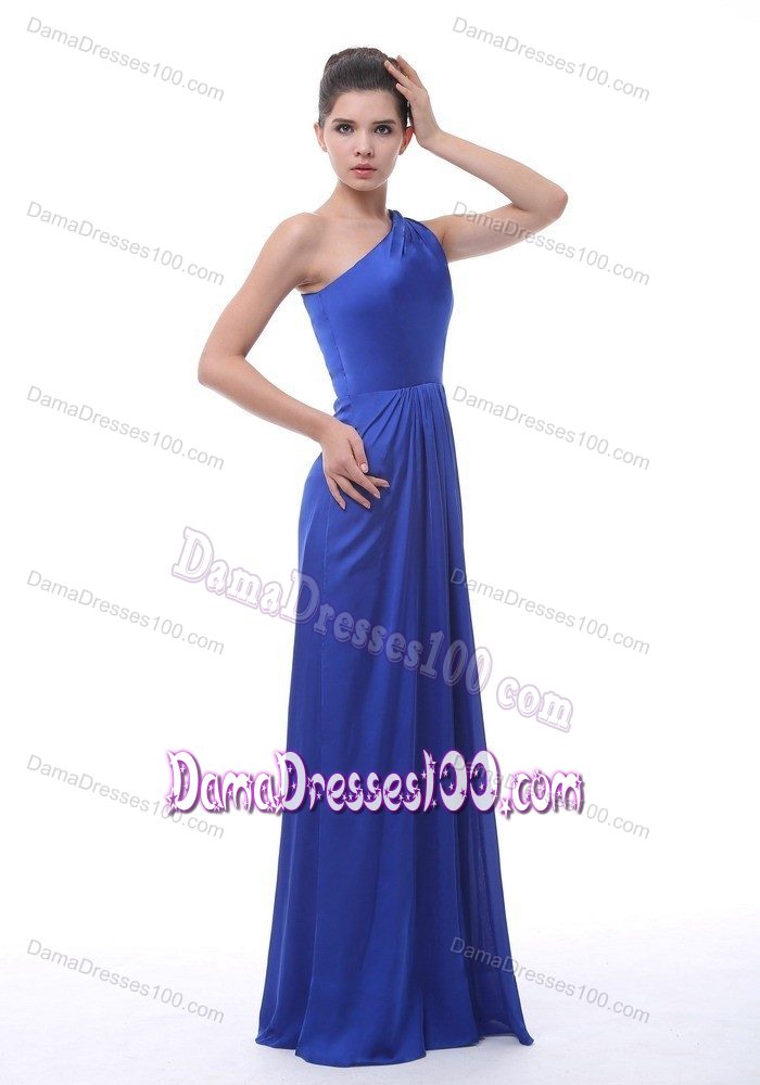Fashionable One Shoulder Royal Blue Formal Quince Dama Dress