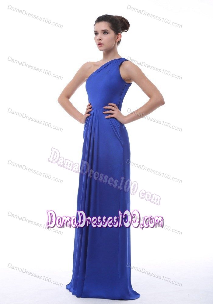 Fashionable One Shoulder Royal Blue Formal Quince Dama Dress