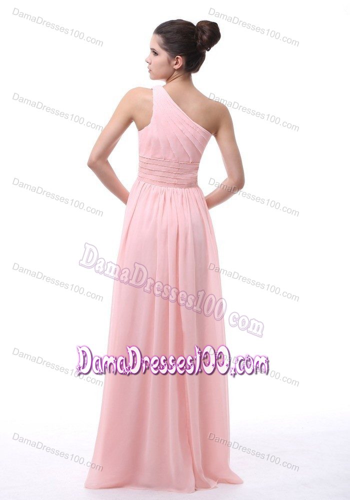 2013 Trendy One Shoulder Floor-length Damas Dresses in Pink