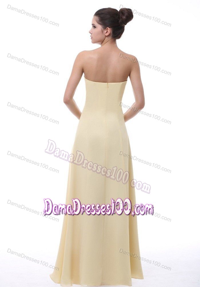 2013 Plus Size Strapless Long Yellow Dama Dresses with Flowers