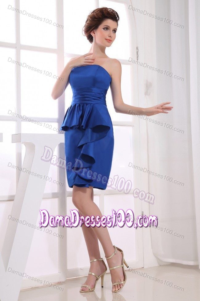 Strapless Mini Quince Dama Dresses in Royal Blue with Peplum