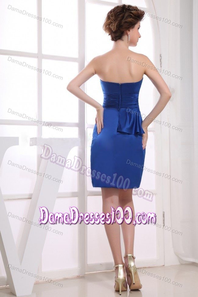 Strapless Mini Quince Dama Dresses in Royal Blue with Peplum