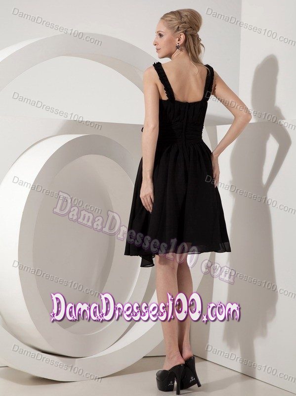 2014 Fast Shipping Scoop Neck Black Short Quince Dama Dresses