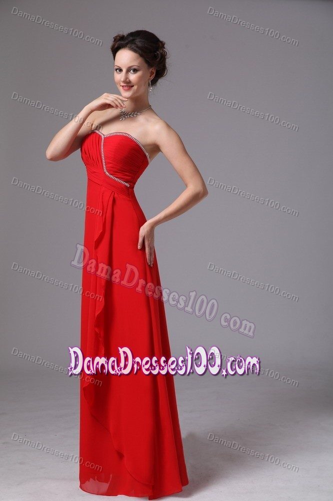 New Floor-length Red Dama Dress for Quinceanera with Beading