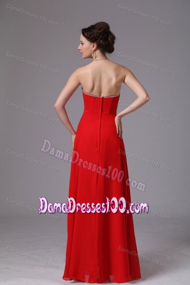 New Floor-length Red Dama Dress for Quinceanera with Beading