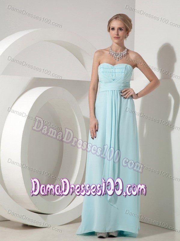 Pretty Long Baby Blue Quinceanera Dama Dresses with Beading
