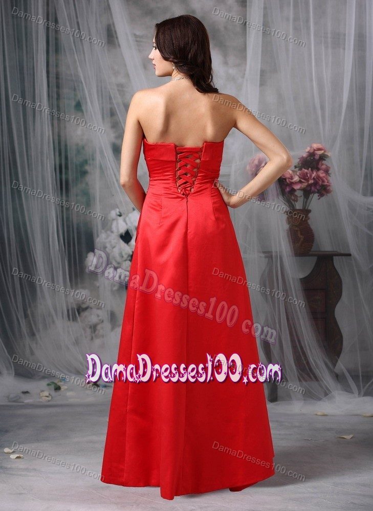 Perfect Strapless Red Long Quince Dama Dresses for 2013 Winter