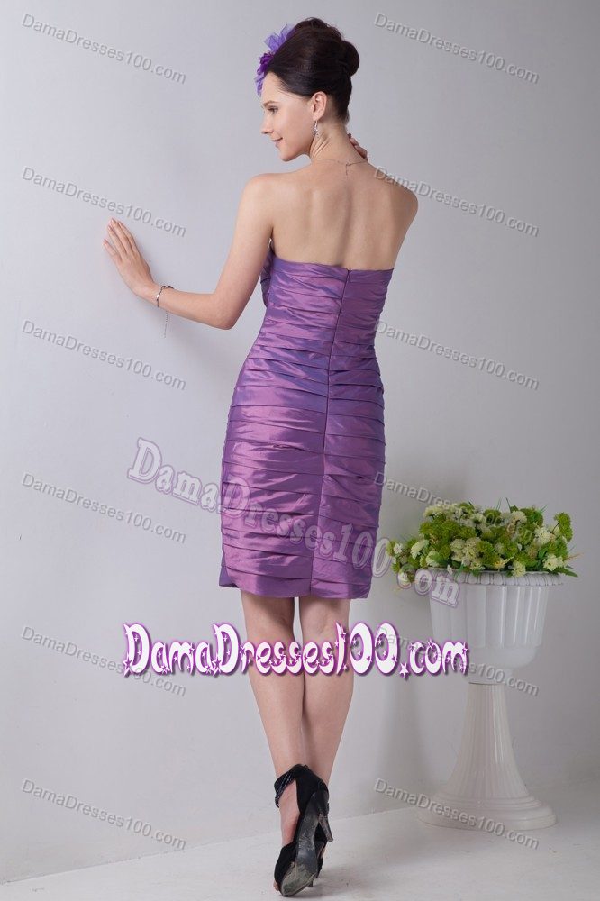 Popular Strapless Ruched Light Purple Short Quince Dama Dresses